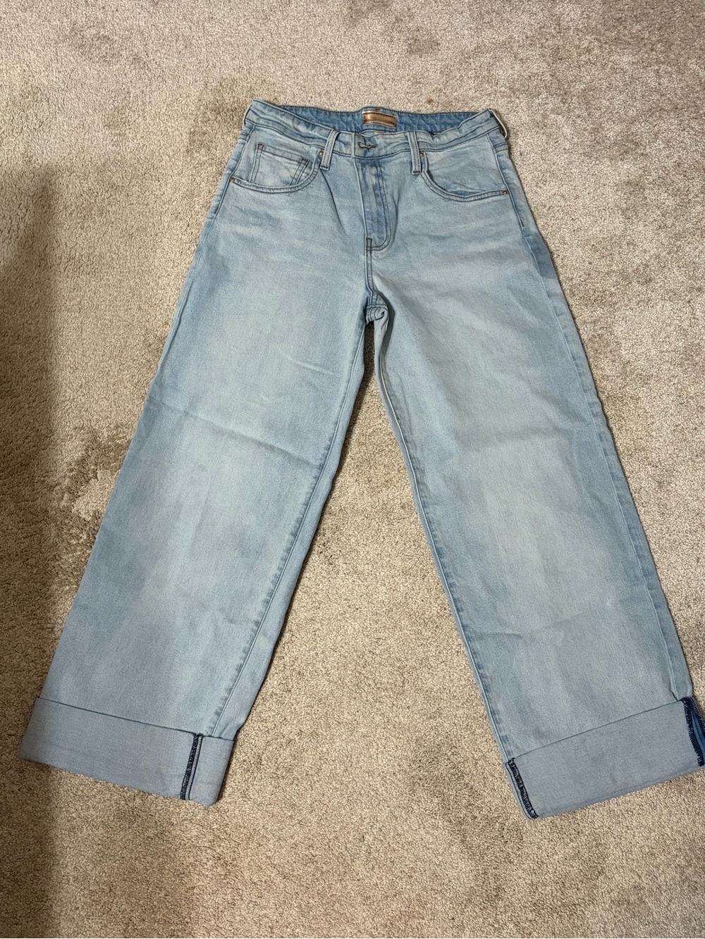 Kut from the Kloth Light Blue Wide-Leg Cuffed Jeans